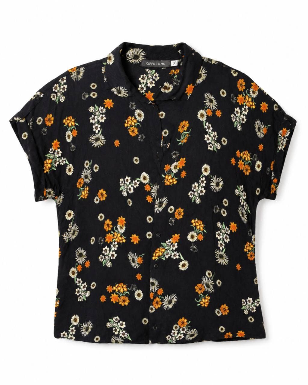 Camisa feminina floral Corpo e Alma – tamanho GG