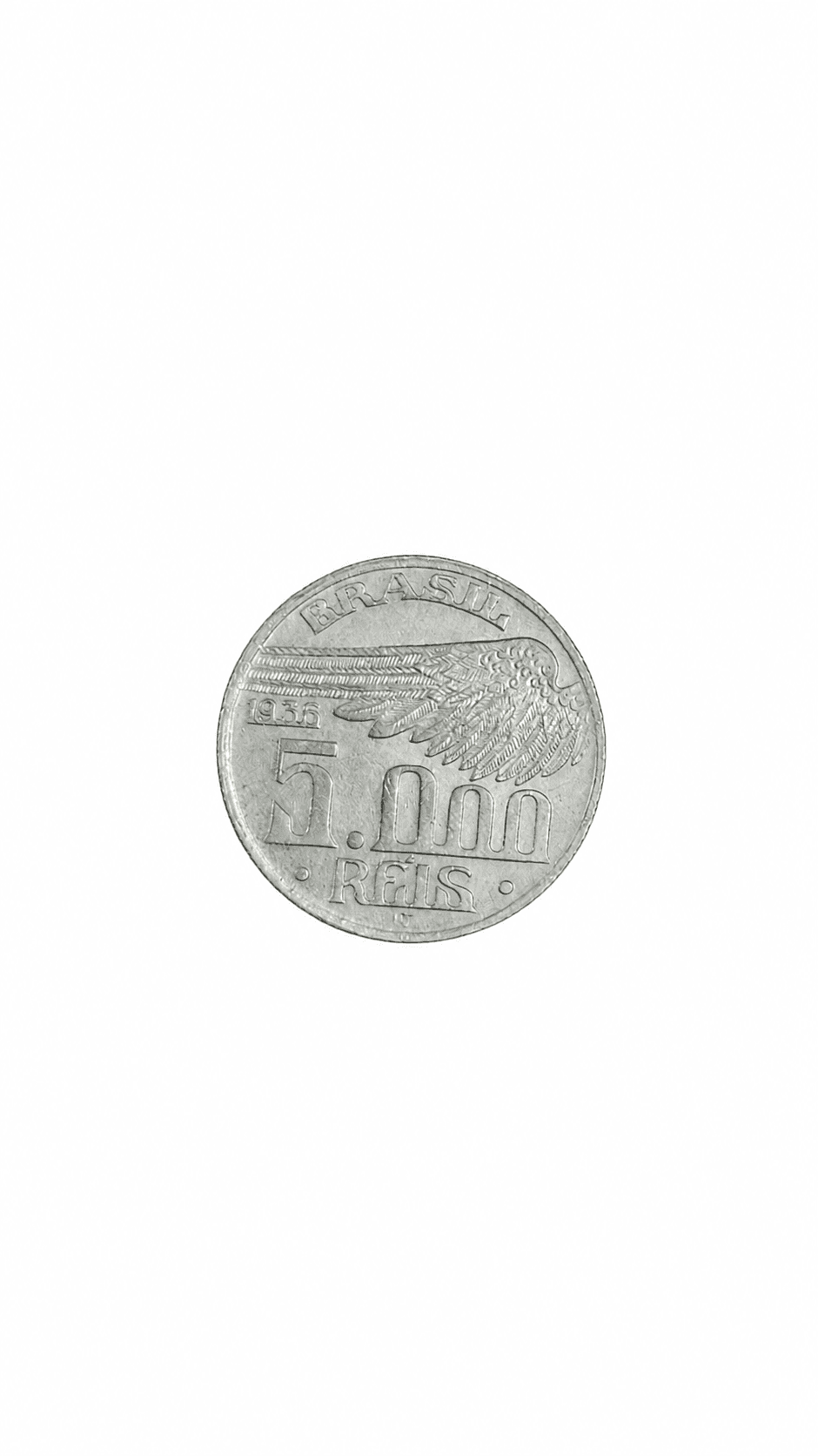 Moeda de 5.000 réis 1936 Santos-Dumont em prata