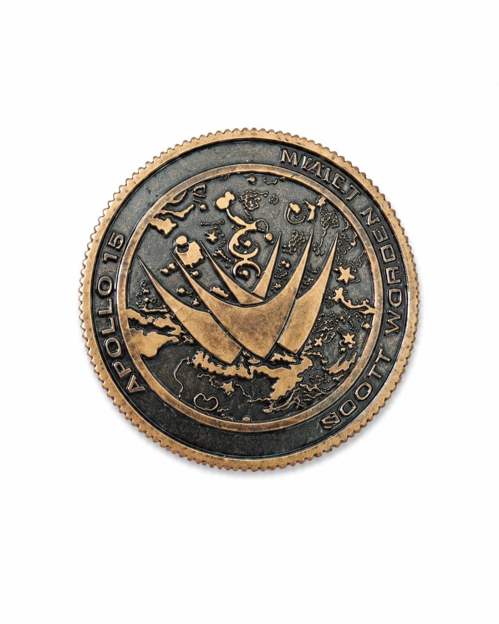 Medalha souvenir Apollo 15 — Scott, Worden e Irwin — Space Adventure