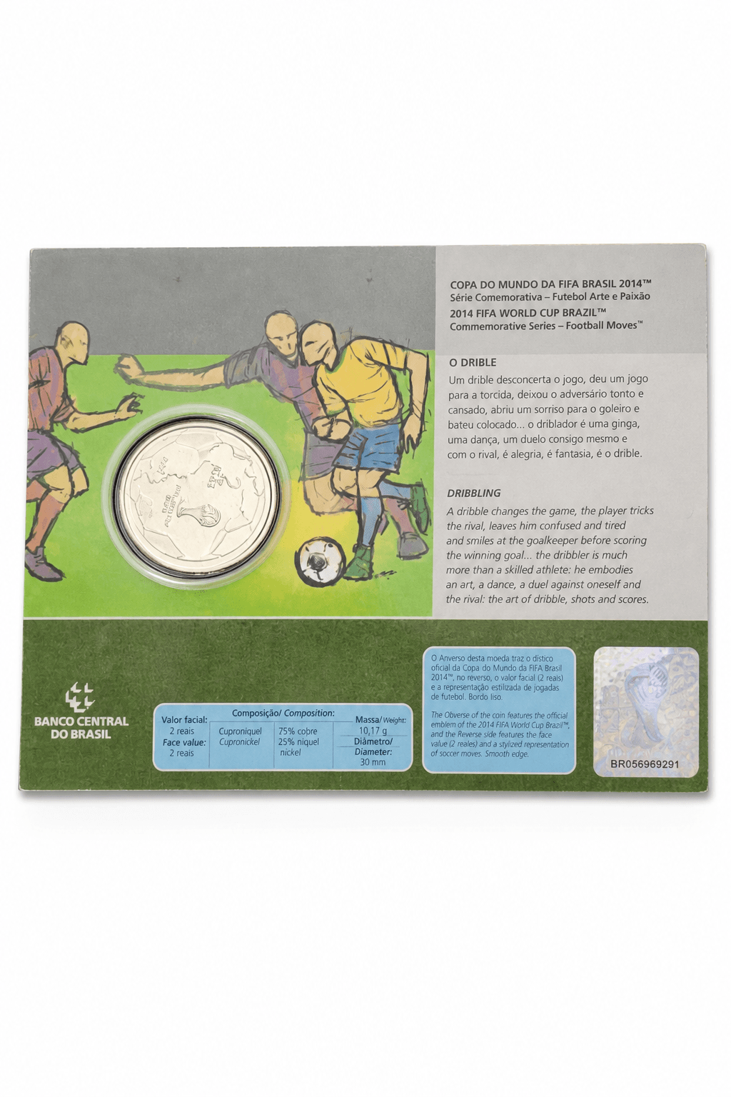 Moeda de R$ 2 Copa do Mundo 2014 — O Drible, cartela oficial